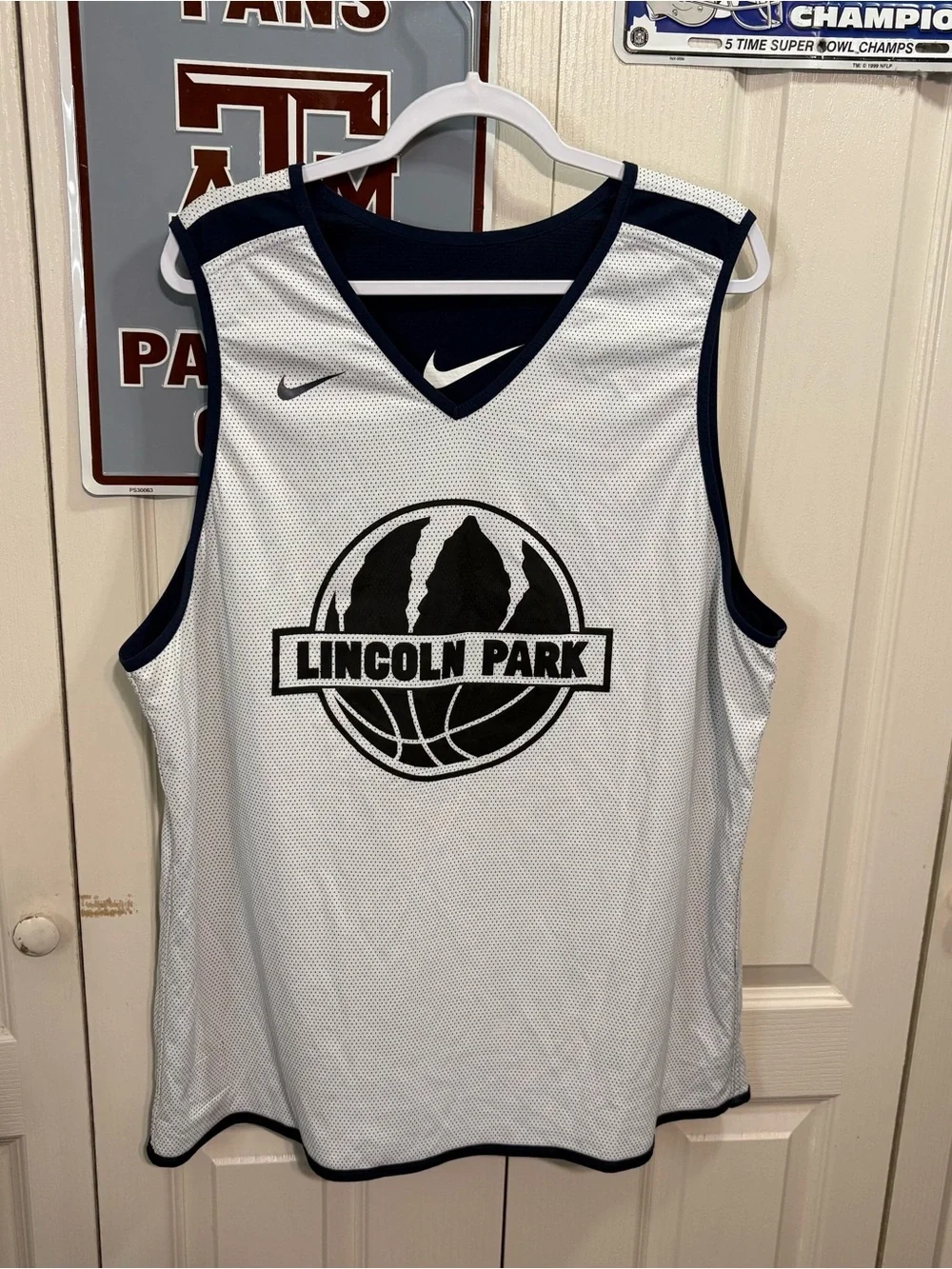 Nike Navy and White Lincoln Park Basketball Jersey
